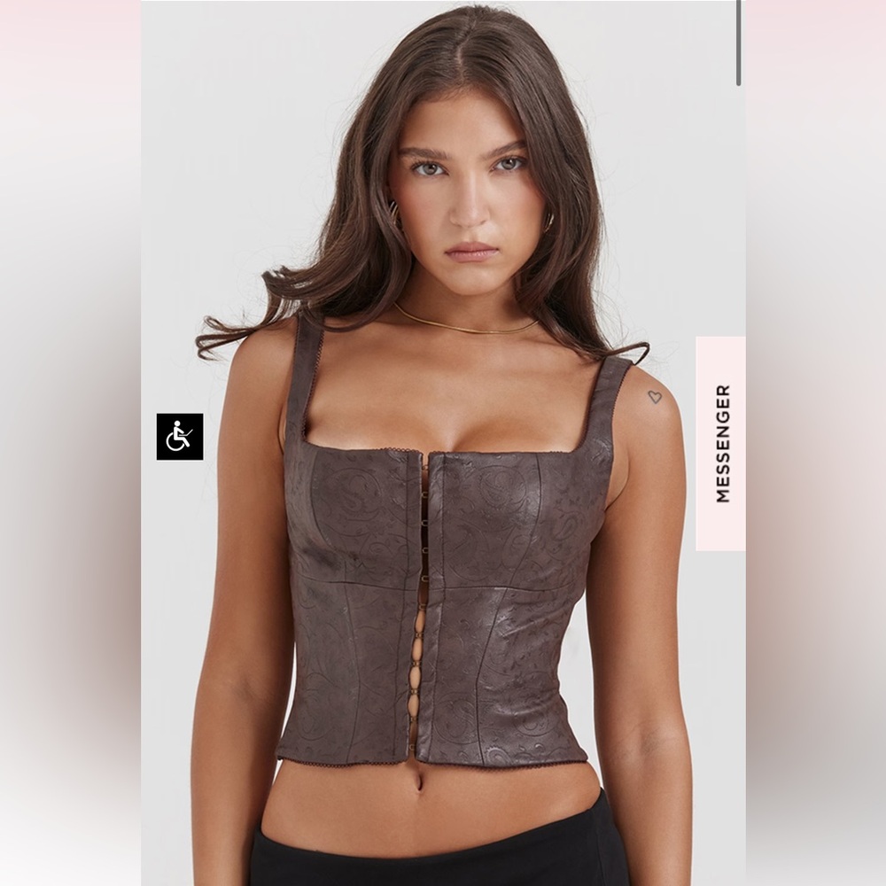 NWT Pia brown vegan leather corset